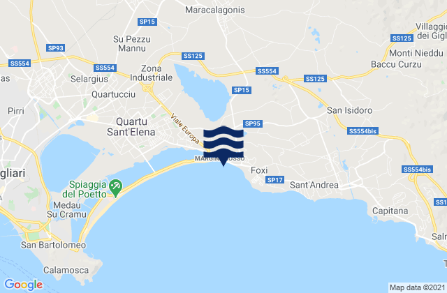 Mapa da tábua de marés em Maracalagonis, Italy