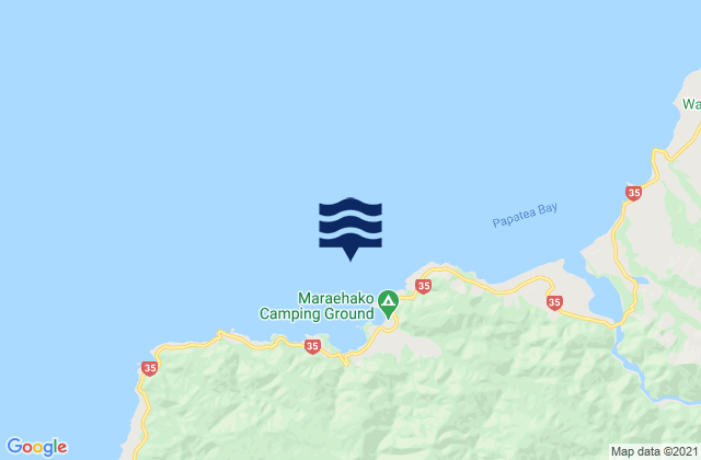 Mapa da tábua de marés em Maraehako Bay, New Zealand
