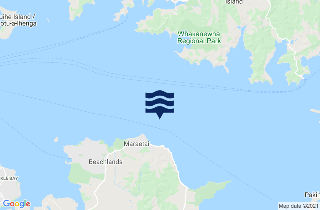 Mapa da tábua de marés em Maraetai , New Zealand