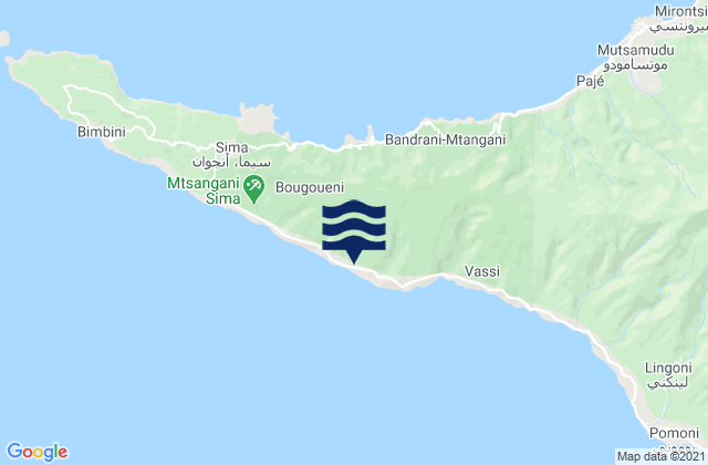 Mapa da tábua de marés em Maraharé, Comoros