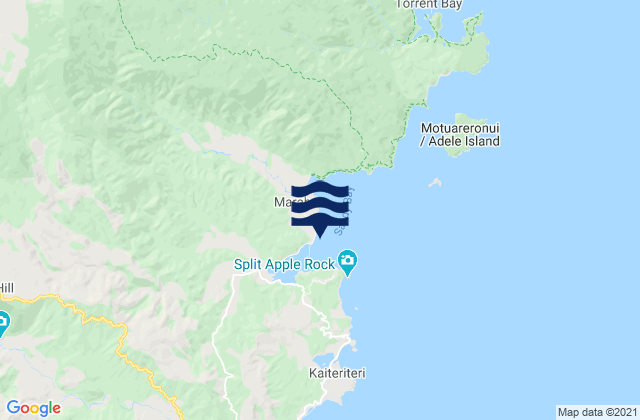 Mapa da tábua de marés em Marahau Abel Tasman, New Zealand