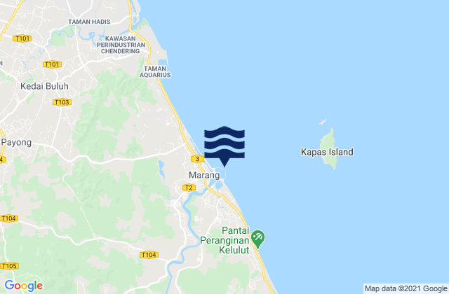 Mapa da tábua de marés em Marang, Malaysia