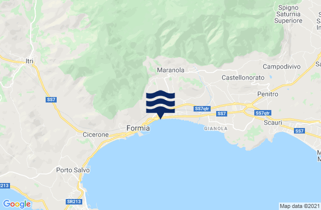 Mapa da tábua de marés em Maranola-Trivio, Italy