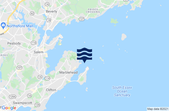 Mapa da tábua de marés em Marblehead Harbor, United States