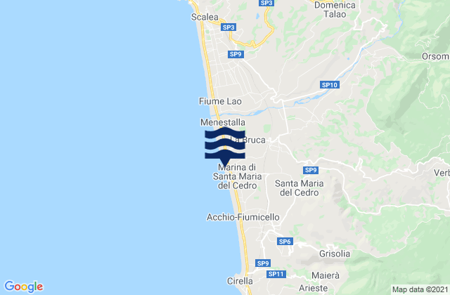 Mapa da tábua de marés em Marcellina, Italy