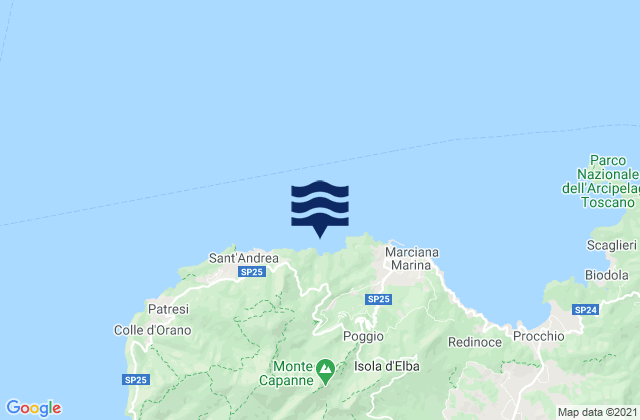 Mapa da tábua de marés em Marciana, Italy