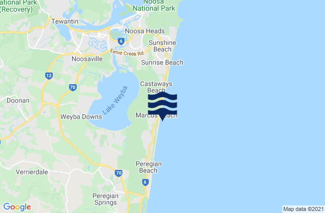 Mapa da tábua de marés em Marcus Beach, Australia
