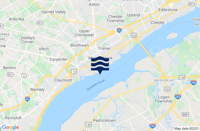 Mapa da tábua de marés em Marcus Hook River, United States