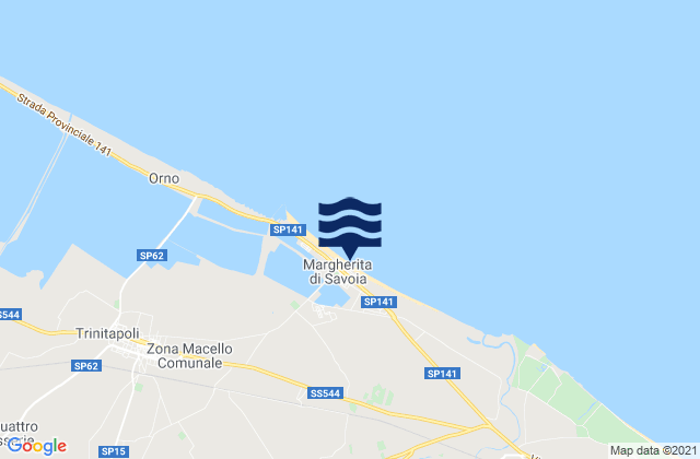 Mapa da tábua de marés em Margherita di Savoia, Italy