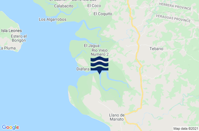 Mapa da tábua de marés em Mariato District, Panama