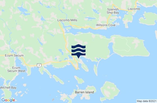 Mapa da tábua de marés em Marie Joseph, Canada