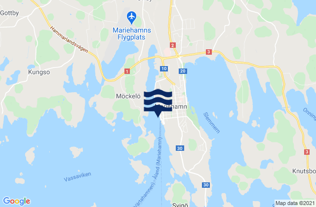 Mapa da tábua de marés em Mariehamn, Aland Islands
