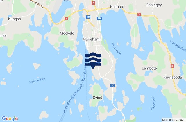 Mapa da tábua de marés em Mariehamns stad, Aland Islands