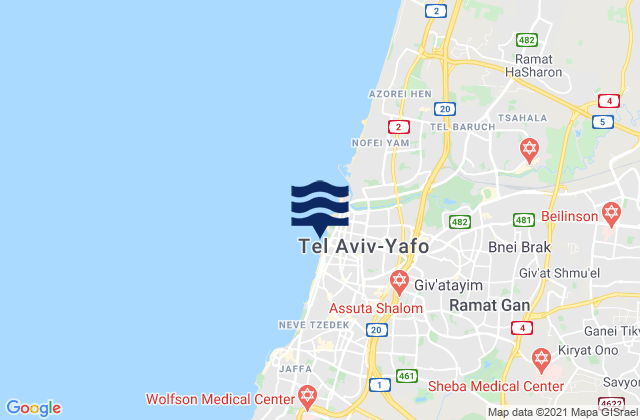 Mapa da tábua de marés em Marina, Palestinian Territory