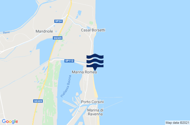 Mapa da tábua de marés em Marina Romea, Italy