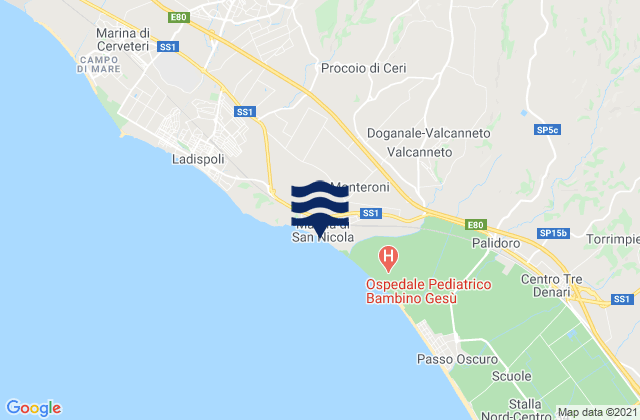 Mapa da tábua de marés em Marina San Nicola, Italy
