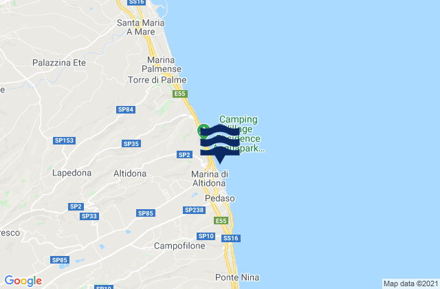 Mapa da tábua de marés em Marina di Altidona, Italy