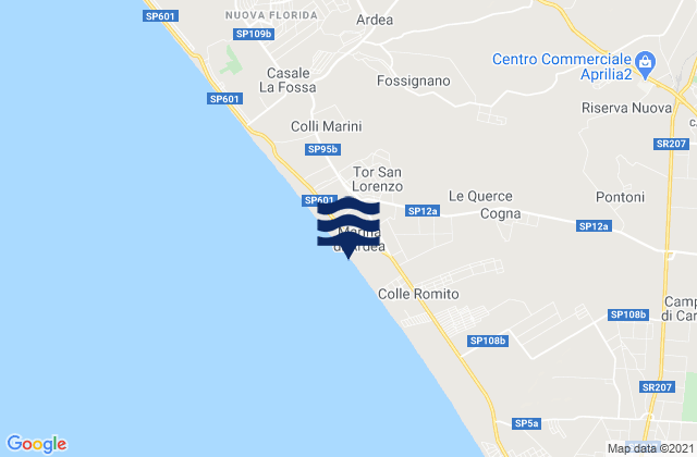 Mapa da tábua de marés em Marina di Ardea-Tor San Lorenzo, Italy