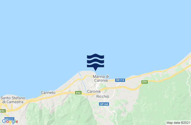 Mapa da tábua de marés em Marina di Caronia, Italy