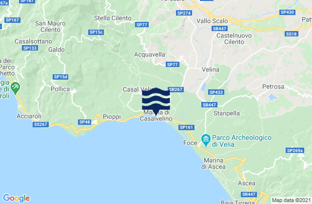 Mapa da tábua de marés em Marina di Casal Velino, Italy