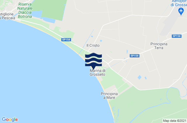 Mapa da tábua de marés em Marina di Grosseto, Italy