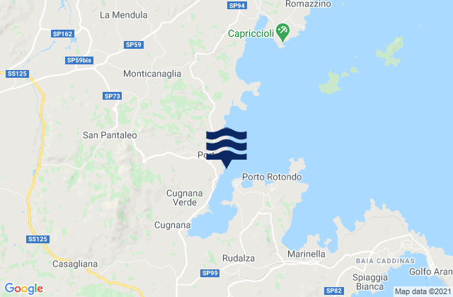 Mapa da tábua de marés em Marina di Portisco, Italy