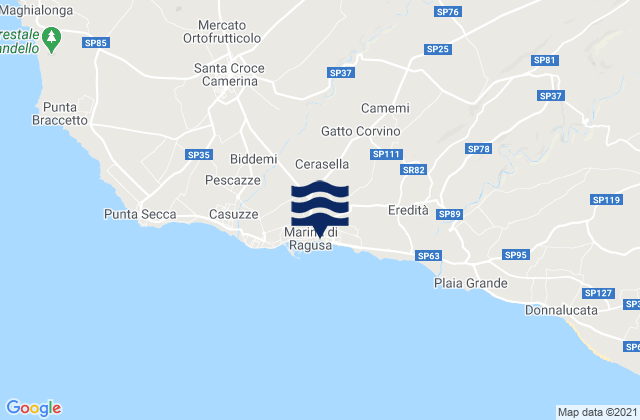 Mapa da tábua de marés em Marina di Ragusa, Italy