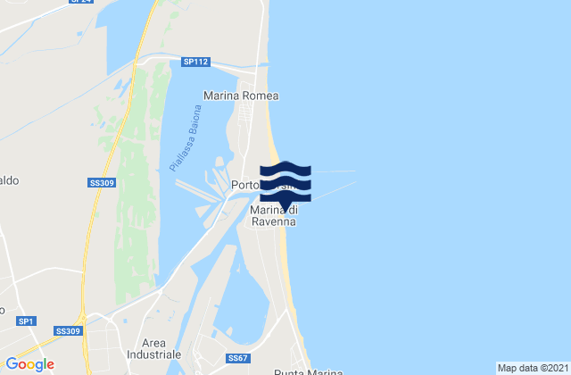 Mapa da tábua de marés em Marina di Ravenna, Italy