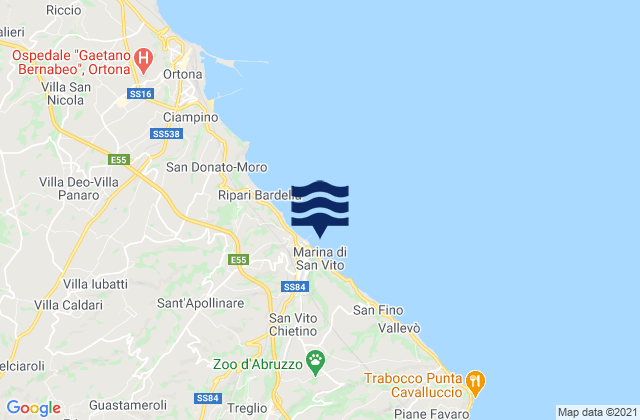 Mapa da tábua de marés em Marina di San Vito, Italy