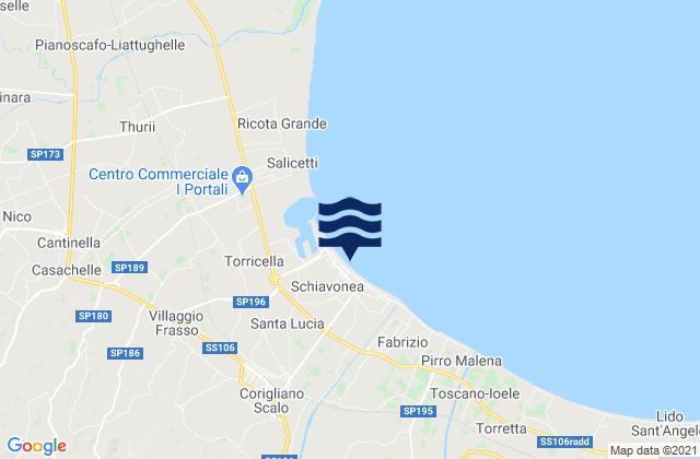 Mapa da tábua de marés em Marina di Schiavonea, Italy