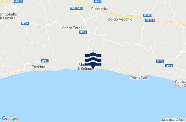 Mapa da tábua de marés em Marinella, Italy