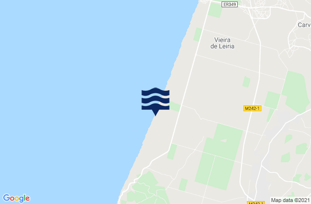 Mapa da tábua de marés em Marinha Grande, Portugal