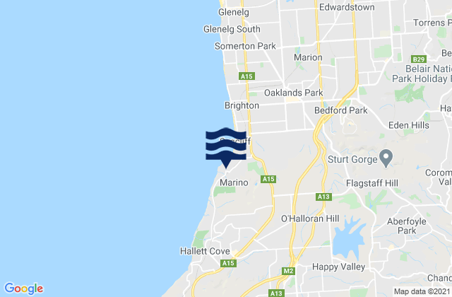 Mapa da tábua de marés em Marino, Australia