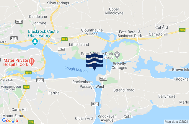 Mapa da tábua de marés em Marino Point, Ireland