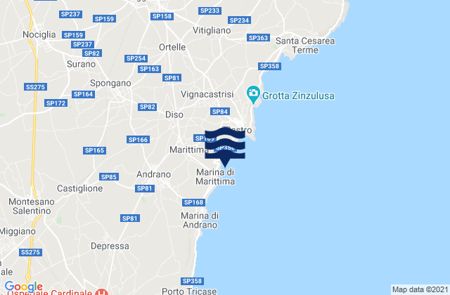 Mapa da tábua de marés em Marittima, Italy
