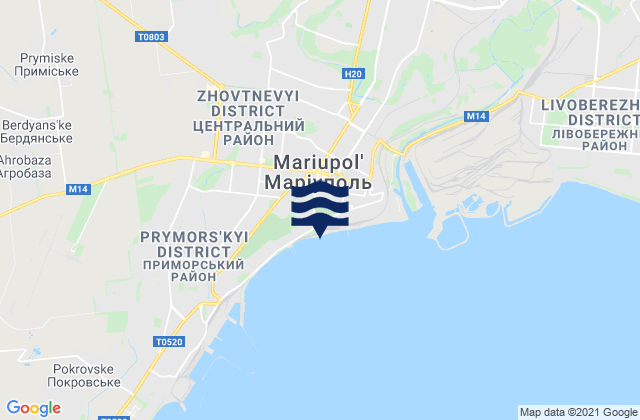 Mapa da tábua de marés em Mariupol, Ukraine