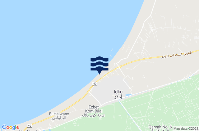 Mapa da tábua de marés em Markaz Idkū, Egypt