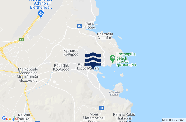 Mapa da tábua de marés em Markópoulo, Greece