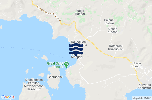 Mapa da tábua de marés em Marmárion, Greece