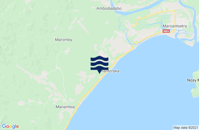 Mapa da tábua de marés em Maroantsetra District, Madagascar