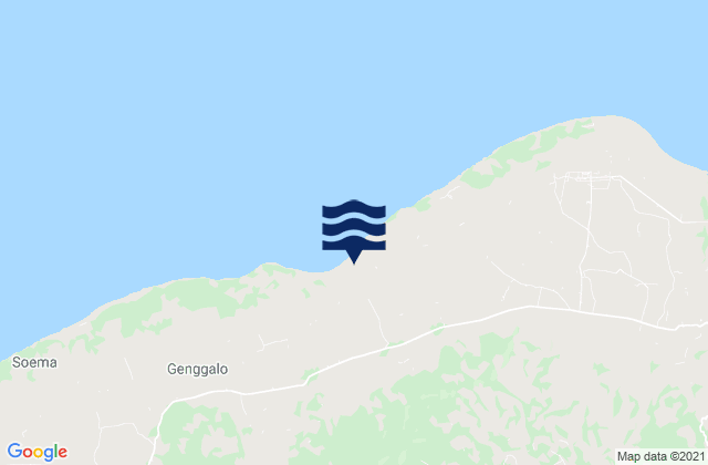 Mapa da tábua de marés em Marokota, Indonesia