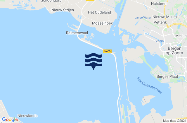 Mapa da tábua de marés em Marollegat, Netherlands