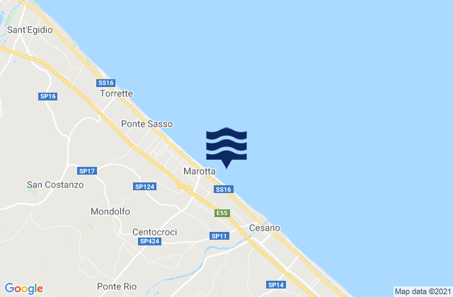 Mapa da tábua de marés em Marotta, Italy