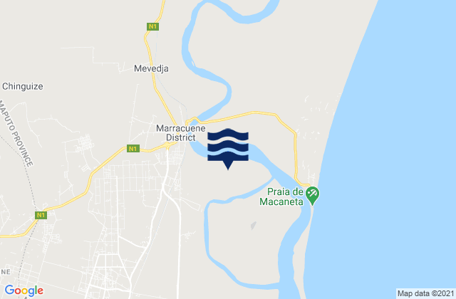 Mapa da tábua de marés em Marracuene District, Mozambique