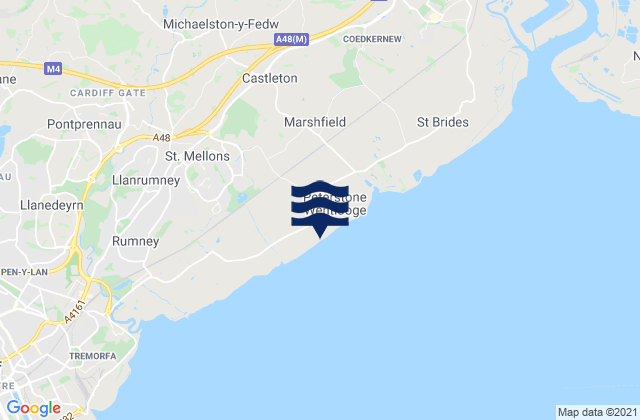 Mapa da tábua de marés em Marshfield, United Kingdom