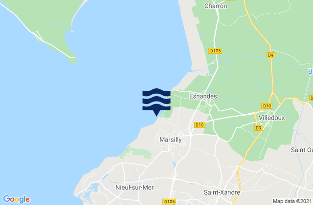 Mapa da tábua de marés em Marsilly, France