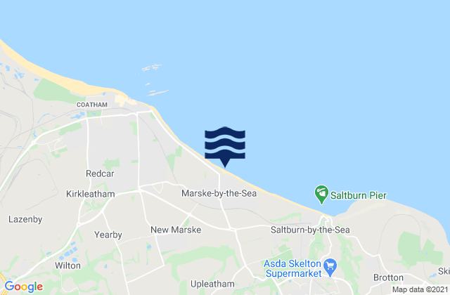 Mapa da tábua de marés em Marske-by-the-Sea, United Kingdom