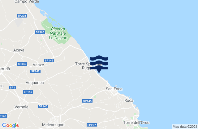 Mapa da tábua de marés em Martano, Italy