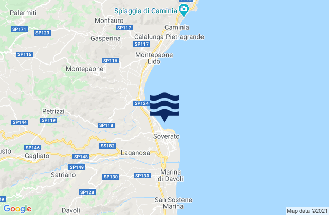 Mapa da tábua de marés em Martelli-Laganosa, Italy