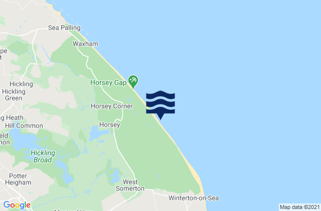 Mapa da tábua de marés em Martham, United Kingdom